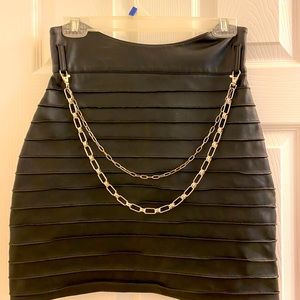 Maniere De Voir Black Mini Skirt - Faux Vegan Leather Size 10